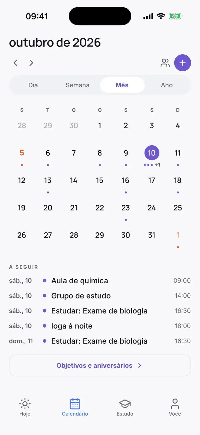 O mês no Calmly: o dia do exame e as sessões de estudo marcados