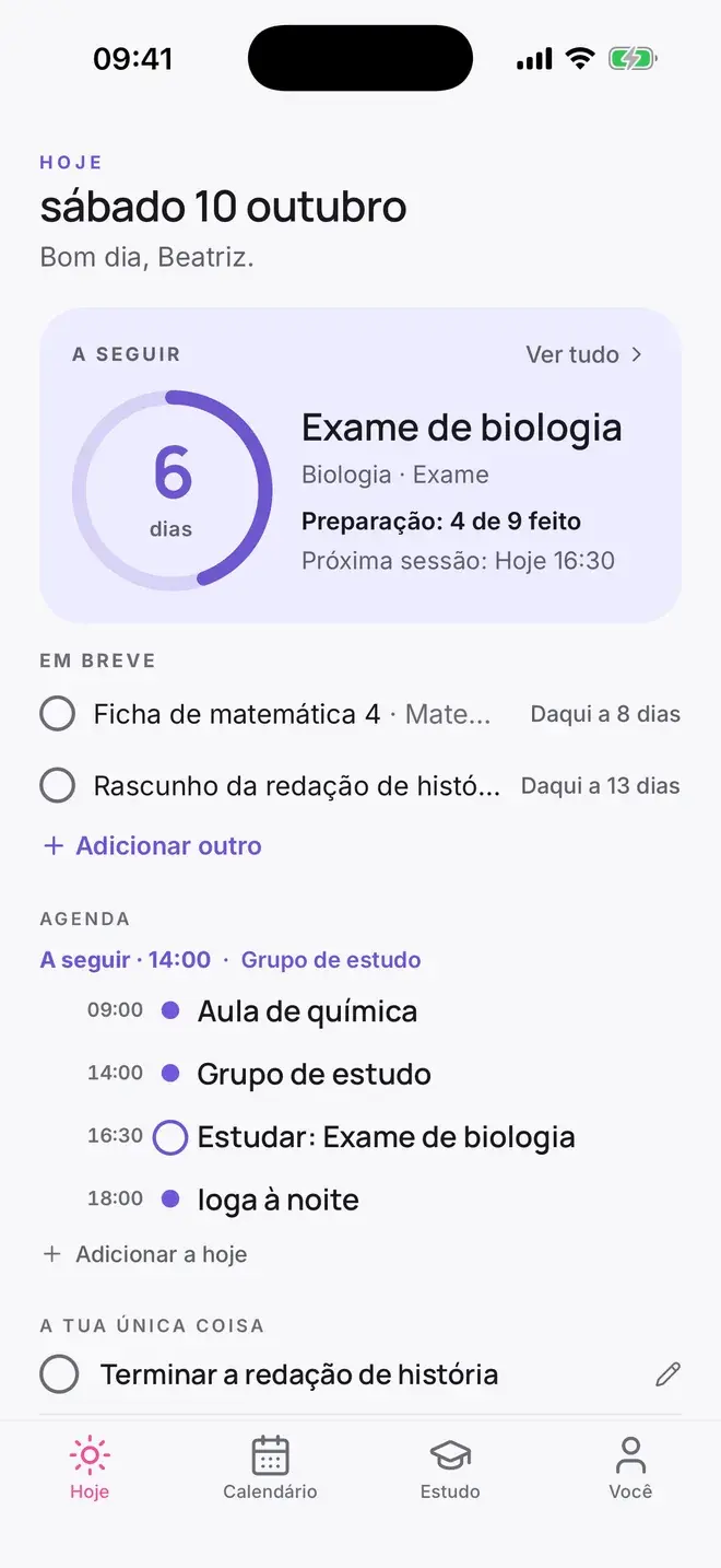 Hoje no Calmly: seis dias para o exame de biologia, com o anel de estudo quase a meio